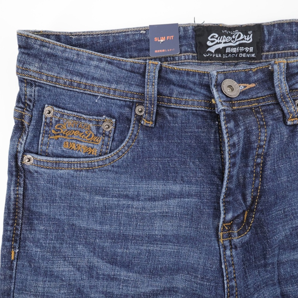 Superdry Vintage Copper Denim Slim Fit Jeans Blue Sleeveless Womens 31